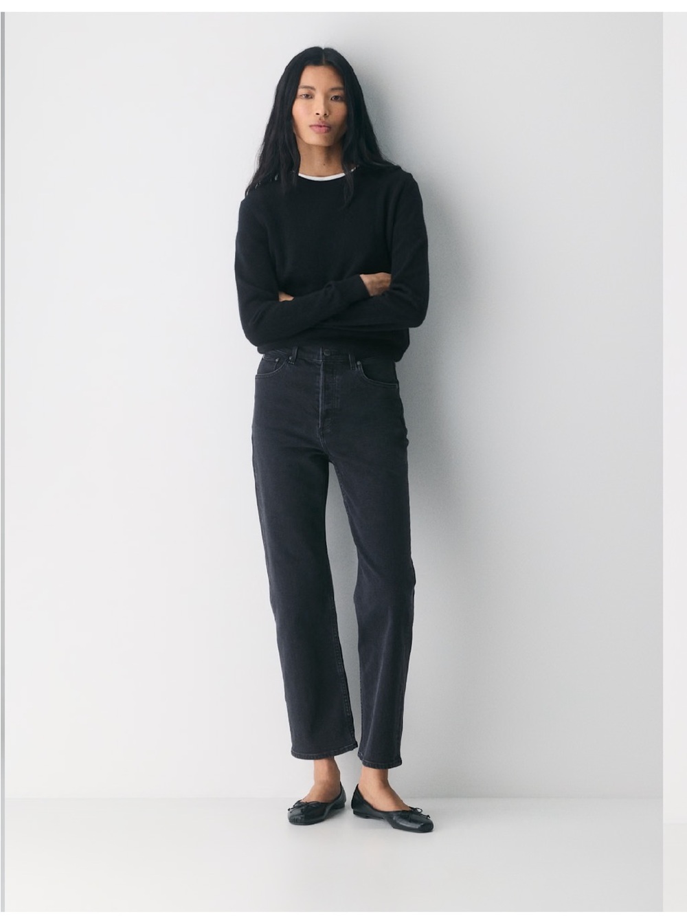 Denim Forum Black High-Rise Straight Jeans